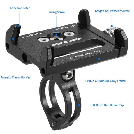 GUB Premium Metal Phone Mount for Electric Scooter & Bikes - Black