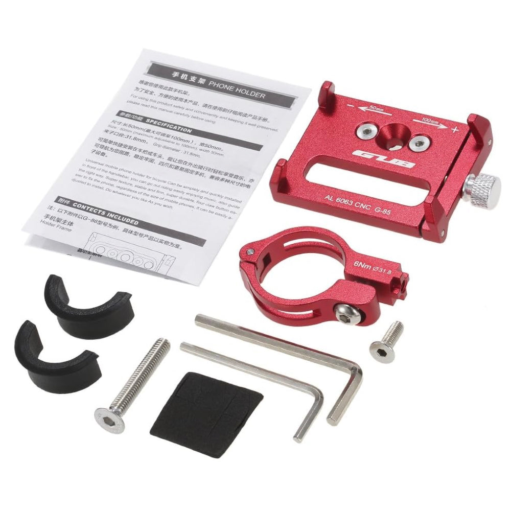 GUB G85 Premium Metal Phone Mount for Electric Scooters & Bikes - Red