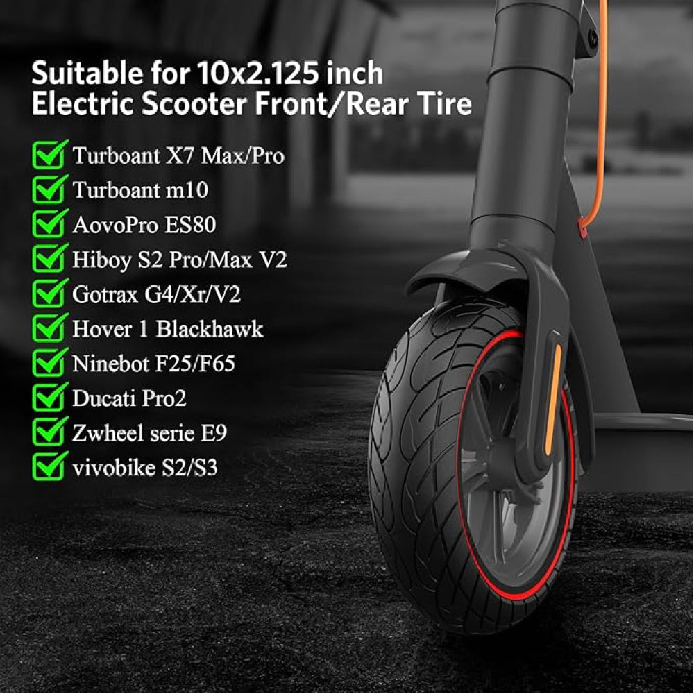 10x2.125-6.1" Tubeless Tyre w/ Tri Color Line 36mm Slot for Electric Scooter