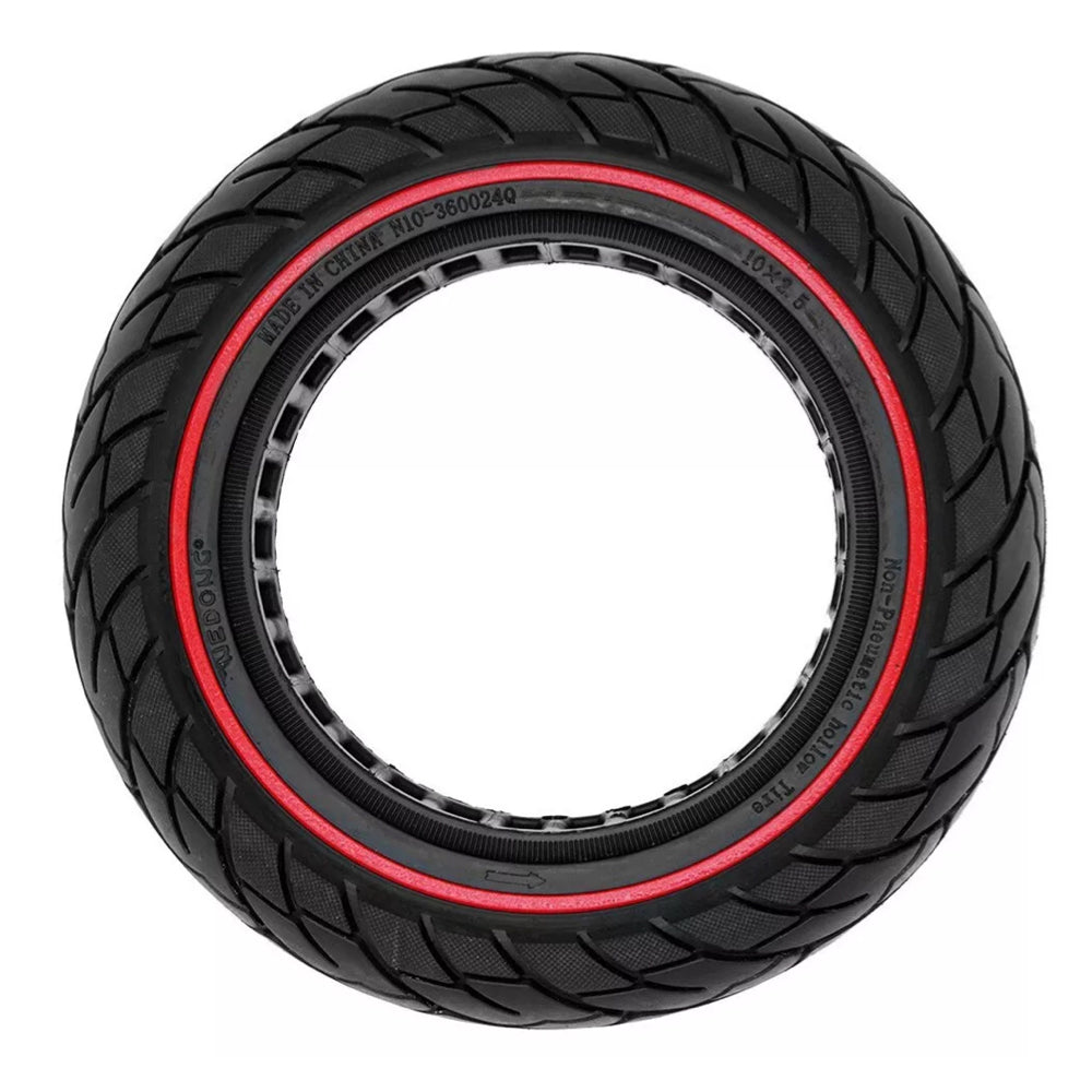 10x2.5" Tubeless Solid Tyre 36mm Slot w/ Red Line for Electric Scooters