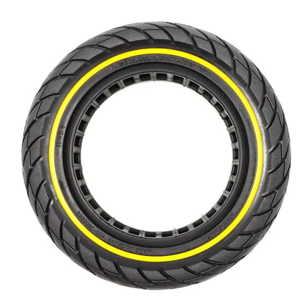 10x2.5" Tubeless Solid Tyre 36mm Slot w/ Yellow Line for Electric Scooters