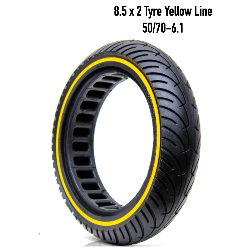 8.5X2'' Tubeless Solid Tyre 36mm Slot w/ Yellow Line for Electric Scooter