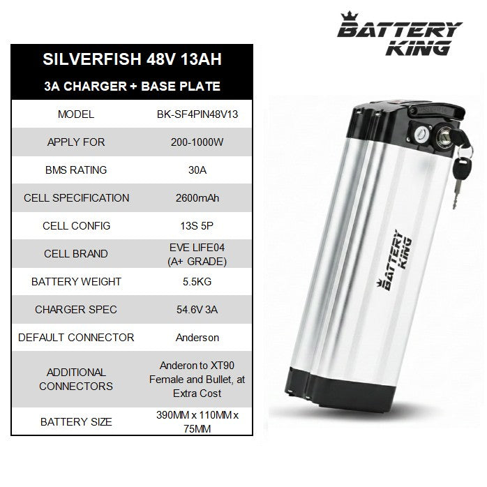 48V 13AH Silver fish E-Bike Replacement Battery 1000W