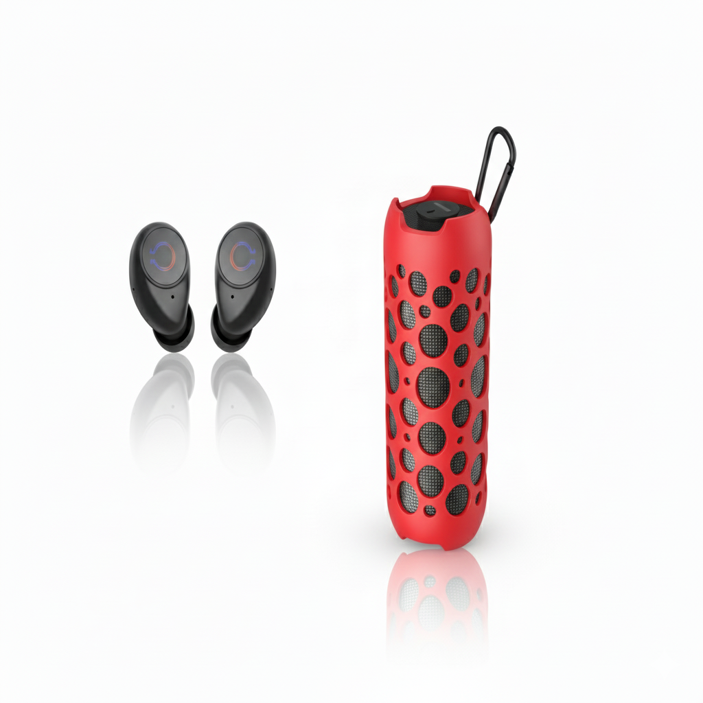 Bluetooth Speaker with earbuds Red