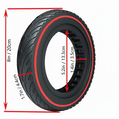 8.5X2'' Tubeless Solid Tyre 36mm Slot w/ Red Line for Electric Scooter