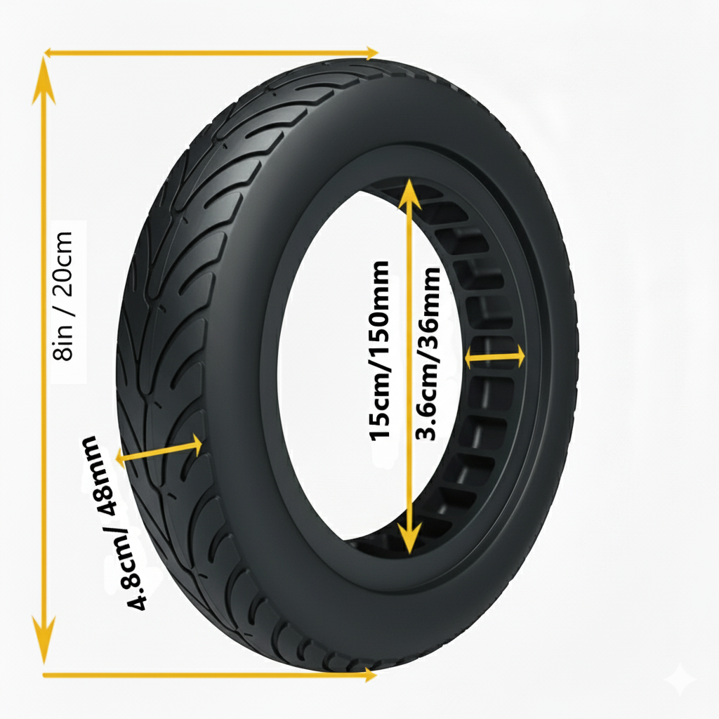 Solid Tyre for Dualtron Mini Electric Scooter 8.5x2'' Tubeless 36mm Slot