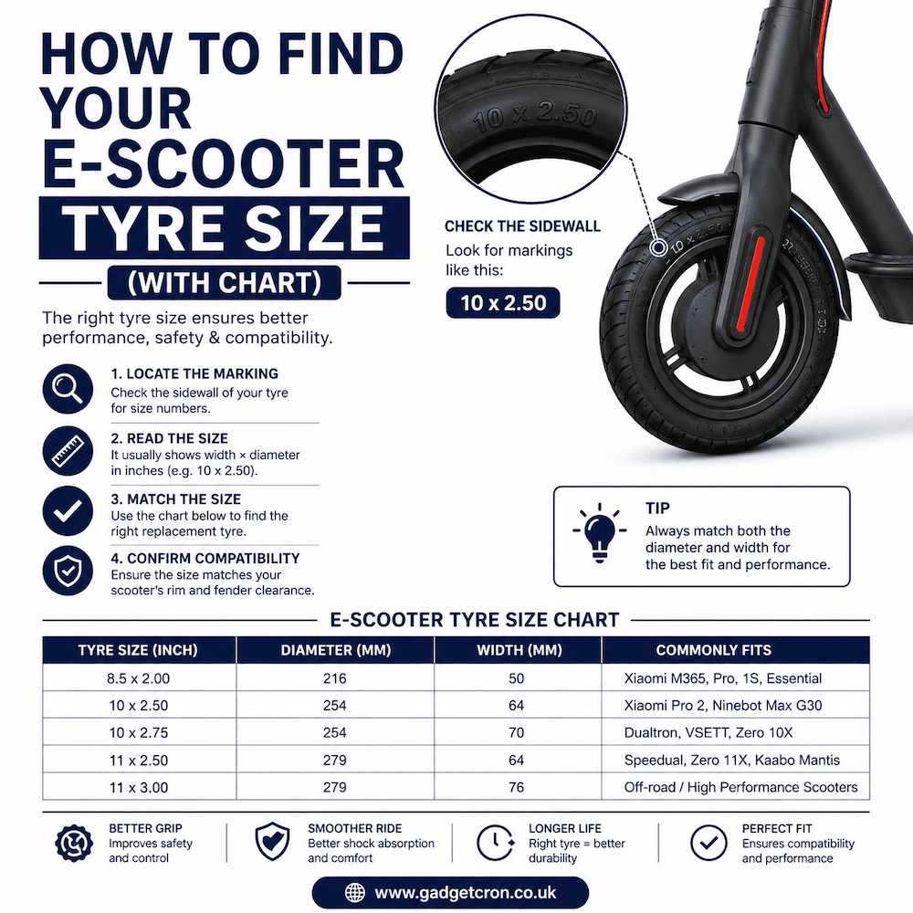 How to Find Your E-Scooter Tyre Size (With Chart)