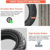 10x2.5" Black Tubeless Solid Tyre 36mm Slot for Electric Scooters