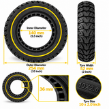 10x2" Tubeless Solid Tyre 36mm Slot w/ Yellow Line for Electric Scooter