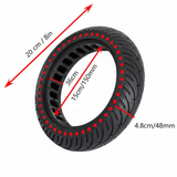 8inch Red Dot Tire with measurements indicated