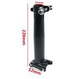 Black metal seat post with measurements
