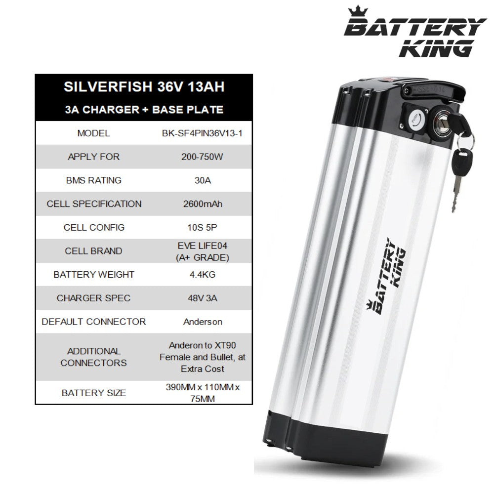 36V 13AH Silver fish E-Bike Replacement Battery 750W