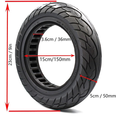 10x2.125" Tubeless Tyre Plain Black Wheel 36mm Slot for Electric Scooter