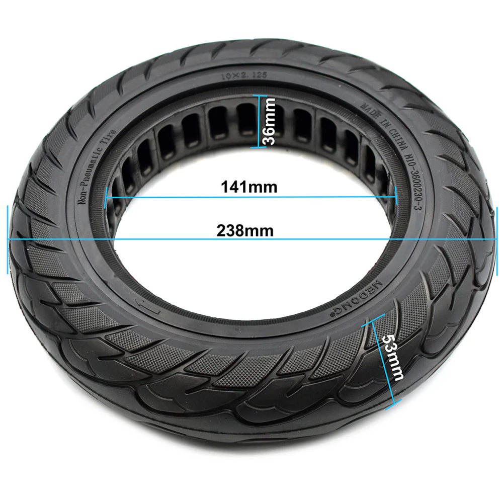 10x2.125" Tubeless Tyre Plain Black Wheel 36mm Slot for Electric Scooter