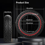10x2.5" Tubeless Solid Tyre 36mm Slot w/ Red Line for Electric Scooters