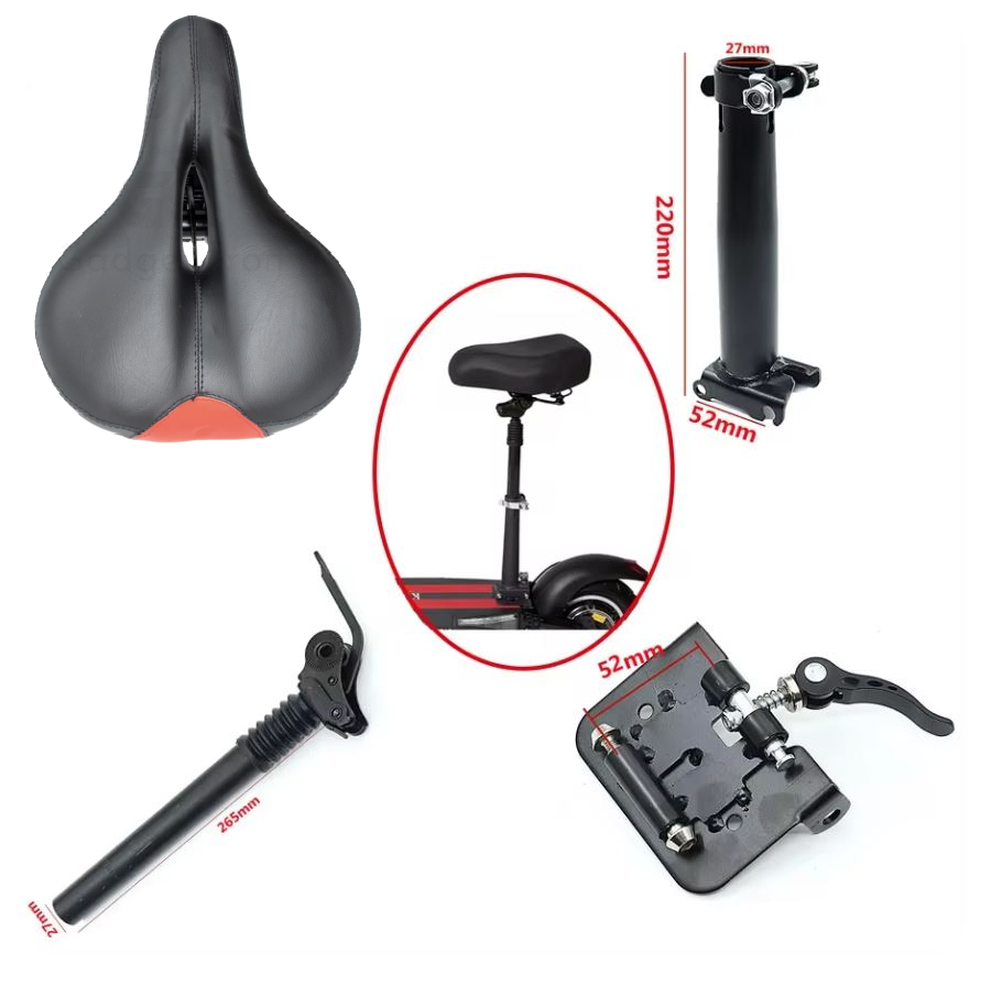Seat Kit with Seat post for Kugoo M4/M4 Pro - Height Adjustable Saddle Set Red & Black