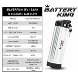 Silverfish 36v 15.6ah ebike Battery specs