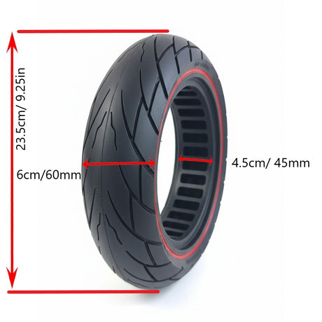 10x2.5" Tubeless Solid Tyre 45mm Slot w/ Red Line for Electric Scooters