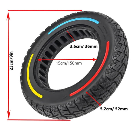 10x2.125" Tubeless Tyre w/ Tri Color Line 36mm Slot for Electric Scooter