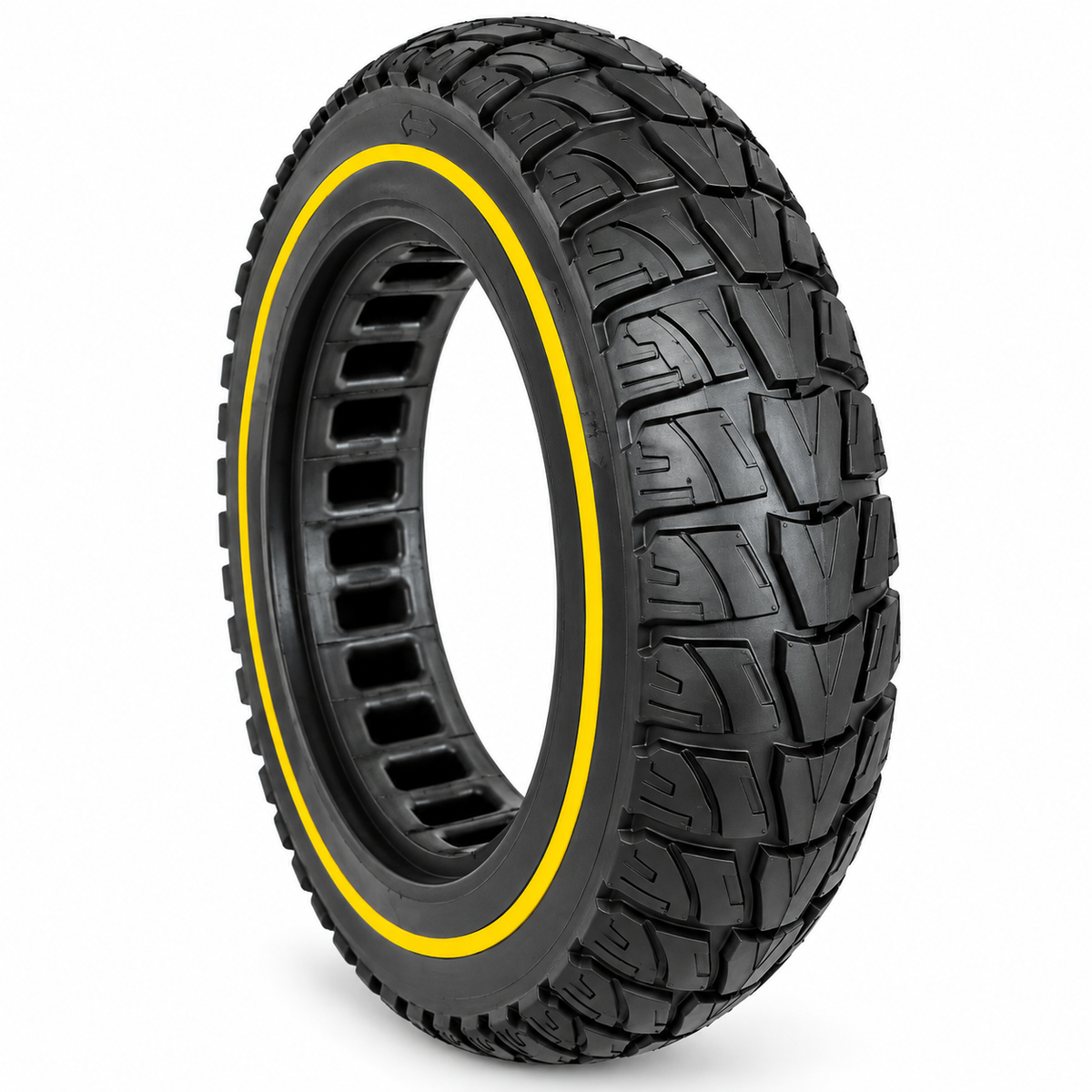 10x2" Tubeless Solid Tyre 36mm Slot w/ Yellow Line for Electric Scooter
