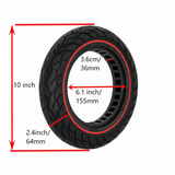 10x2.5-6.1" Tubeless Solid Tyre 36mm Slot w/ Red Line for Electric Scooters
