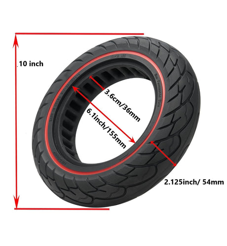 10x2.125-6.1" Tubeless Tyre w/ Red Line 36mm Slot for Electric Scooter