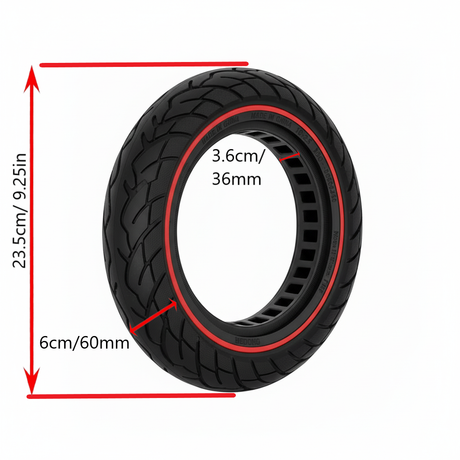 10x2.5" Tubeless Solid Tyre 36mm Slot w/ Red Line for Electric Scooters