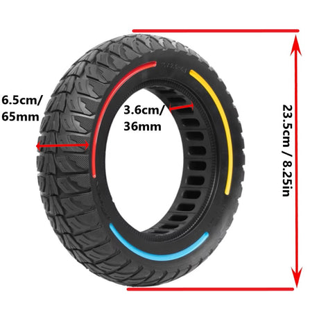 10x2.5" Tubeless Solid Tyre 36mm Slot w/ Tri Color Line for Electric Scooters