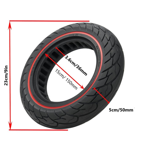 10x2.125" Tubeless Tyre w/ Red Line 36mm Slot for Electric Scooter