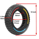 10x2.5-6.1" Tubeless Solid Tyre 36mm Slot w/ Tri Color Line for Electric Scooters