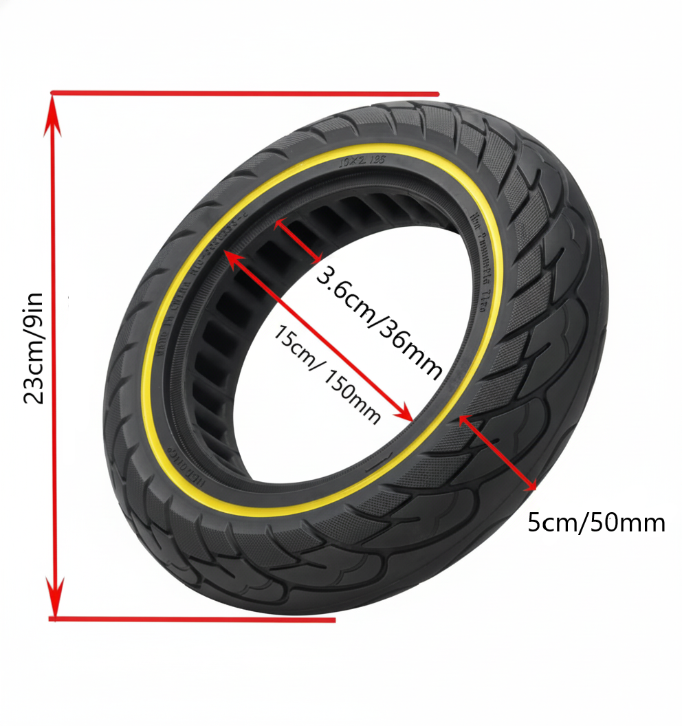 10x2.125" Tubeless Tyre w/ Yellow Line 36mm Slot for Electric Scooter