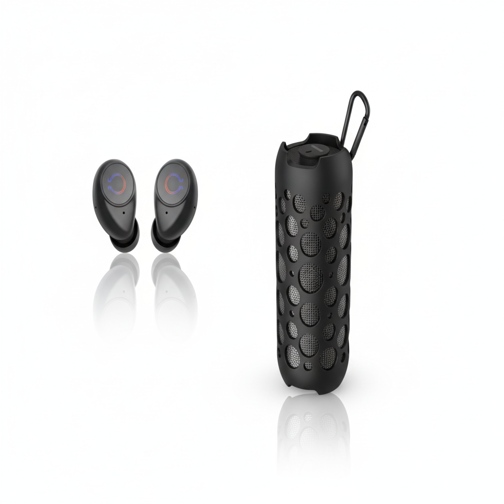 Bluetooth Speaker with earbuds Black
